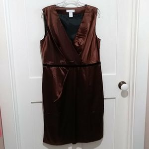 Newport News Brown Satin Dress sz 14